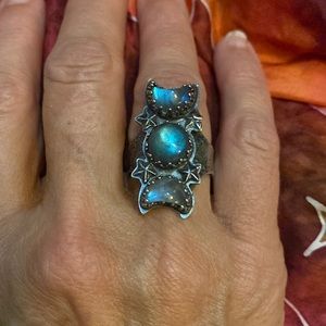 Moon Ring Labradorite- 9 🌙 🌚